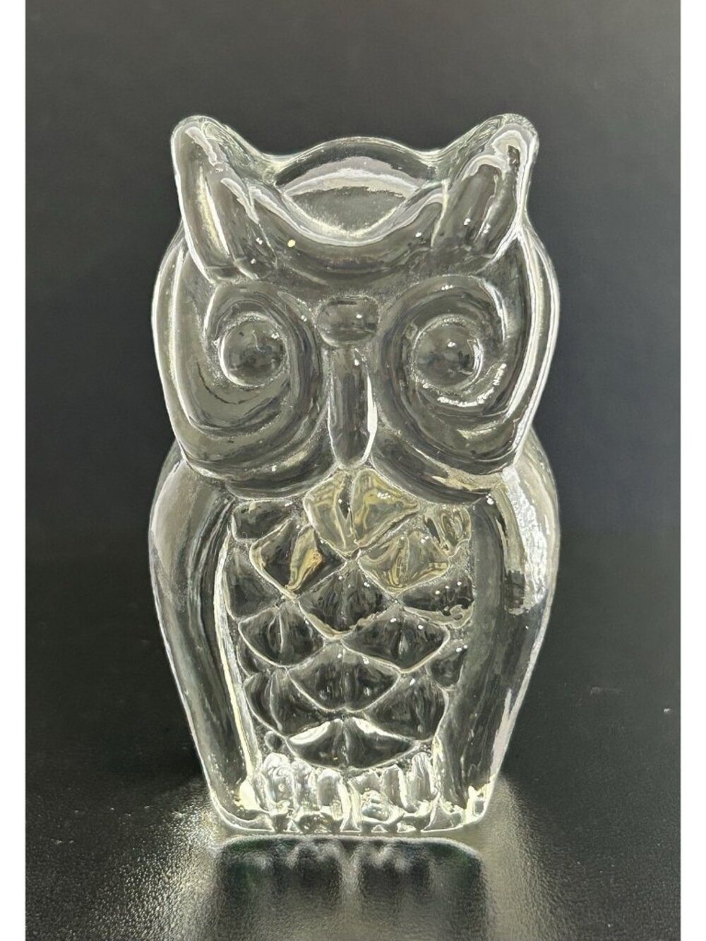 1970s Viking Clear Glass OWL Figurine Paperweight MCM Bookend Handmade USA 3.5" - Picture 1 of 9
